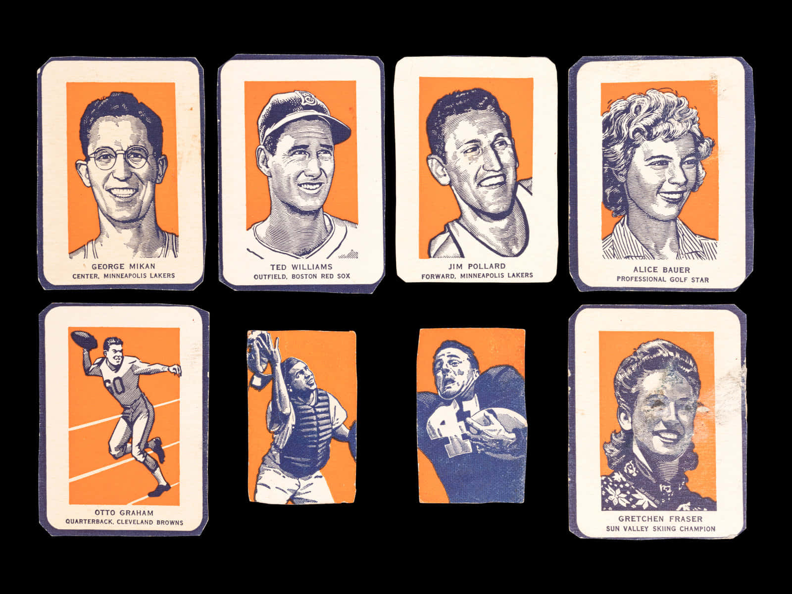 George Mikan Basketball Card Collection Background