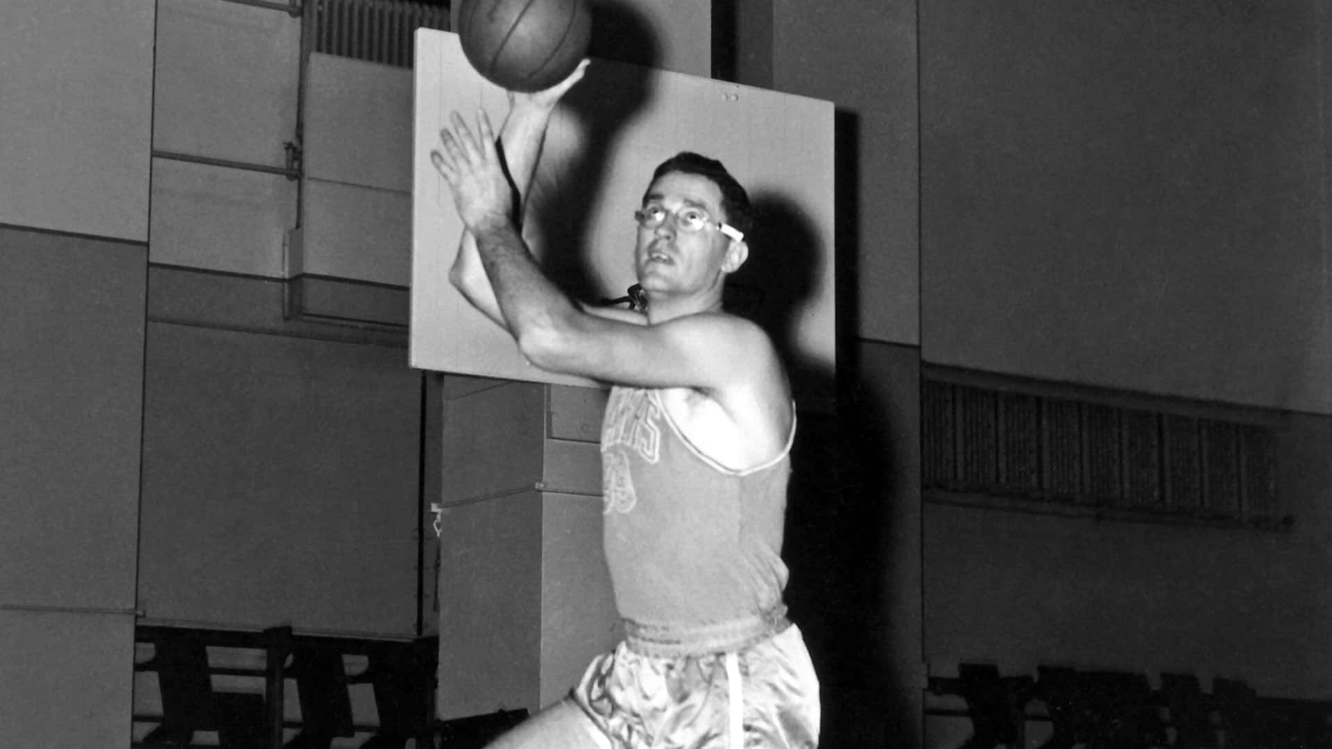 George Mikan Basketball Shot Background