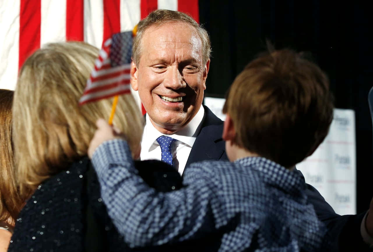 George Pataki Smiling To A Child Background
