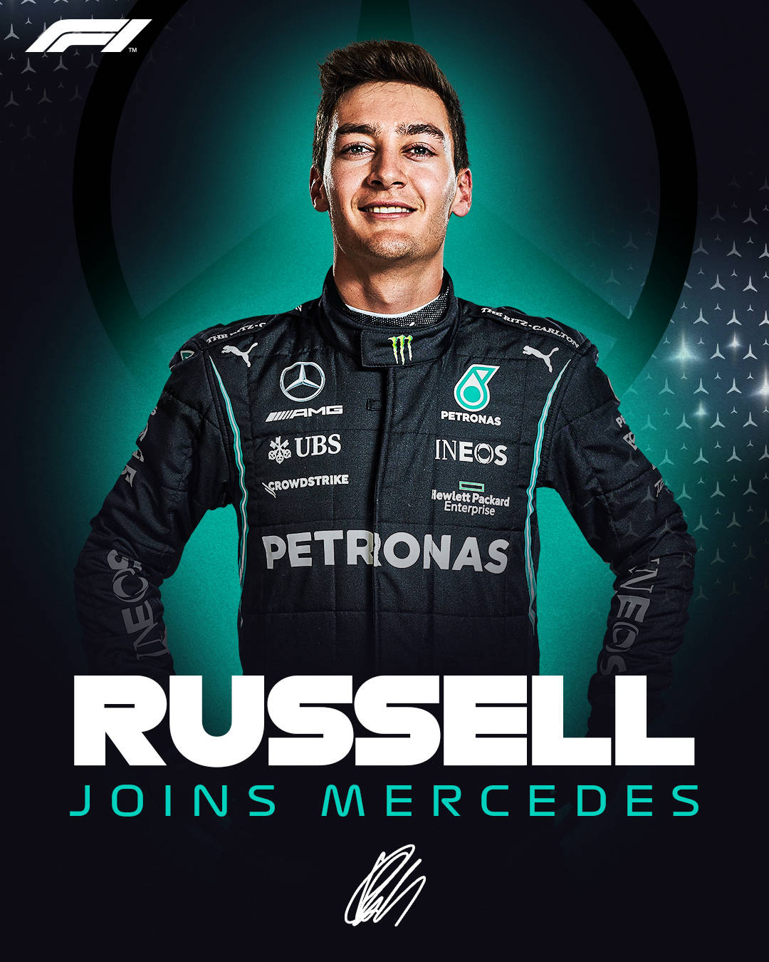 George Russel Joins Mercedes Poster Background