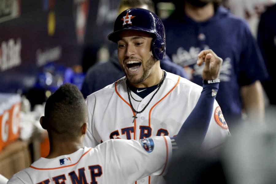 George Springer Excited And Mouth Open Background