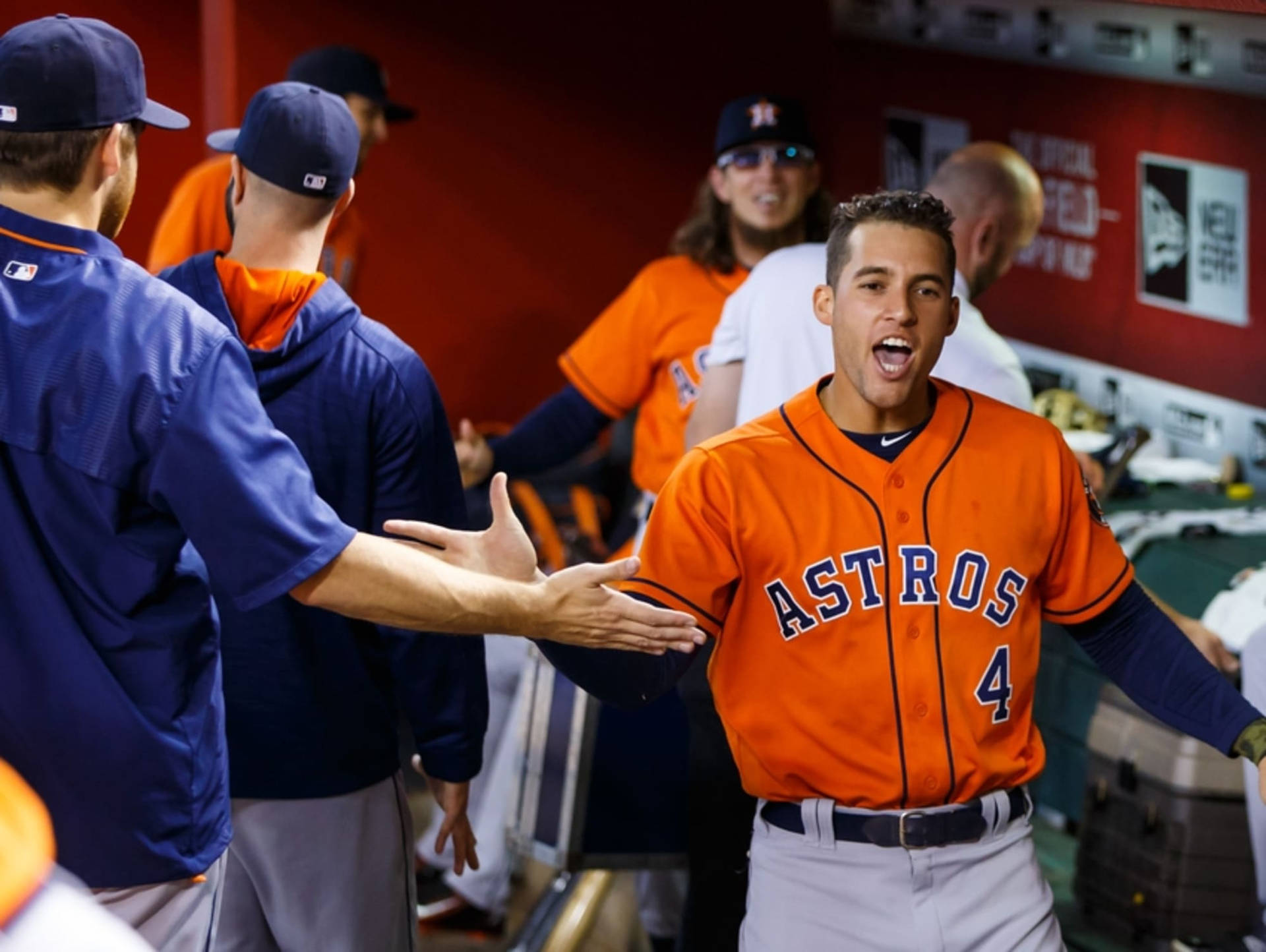 George Springer Houston Astros Giving High Five Background