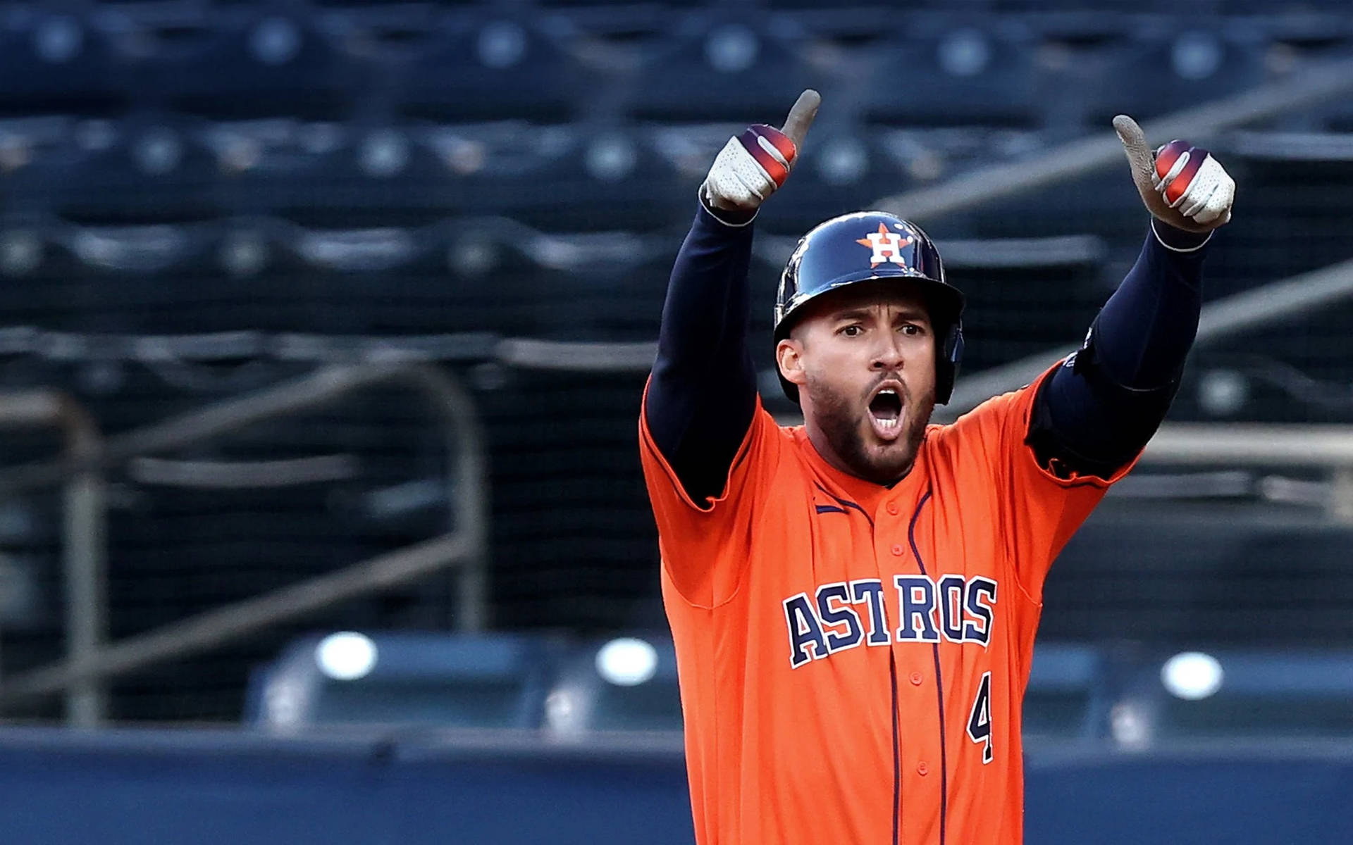 George Springer Playing For Houston Astros Background