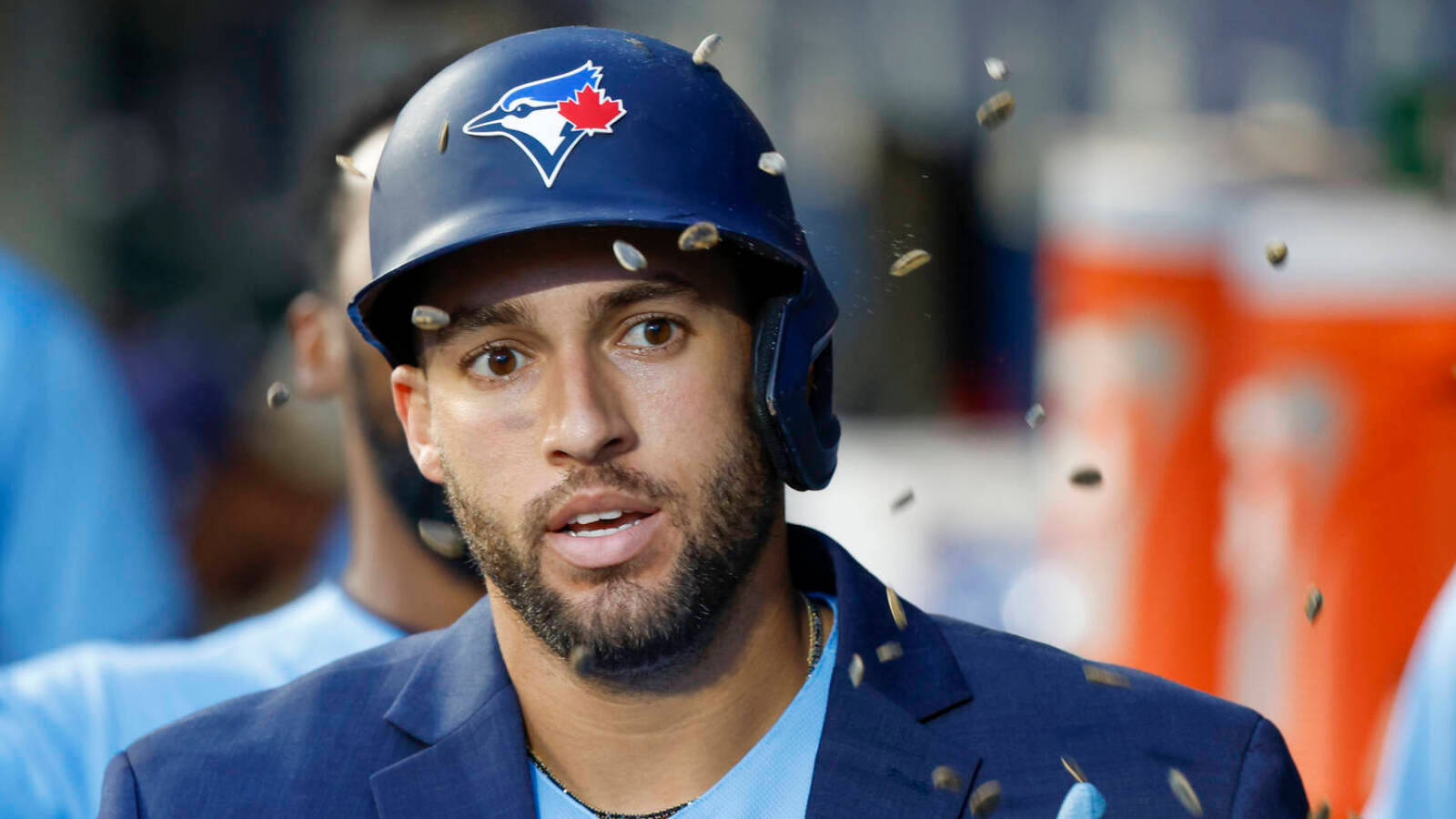 George Springer Surprised And Seeds Falling Background