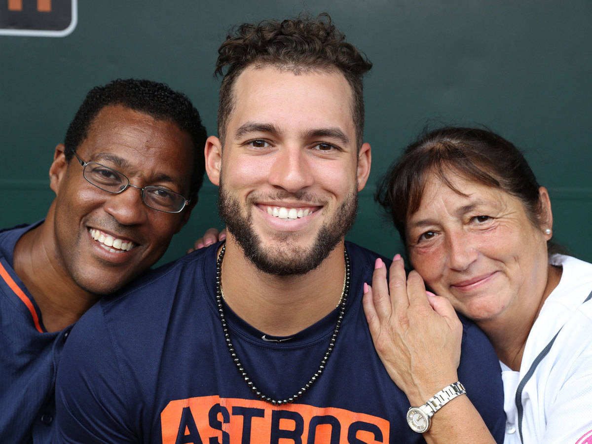 George Springer With His Father And Mother Background