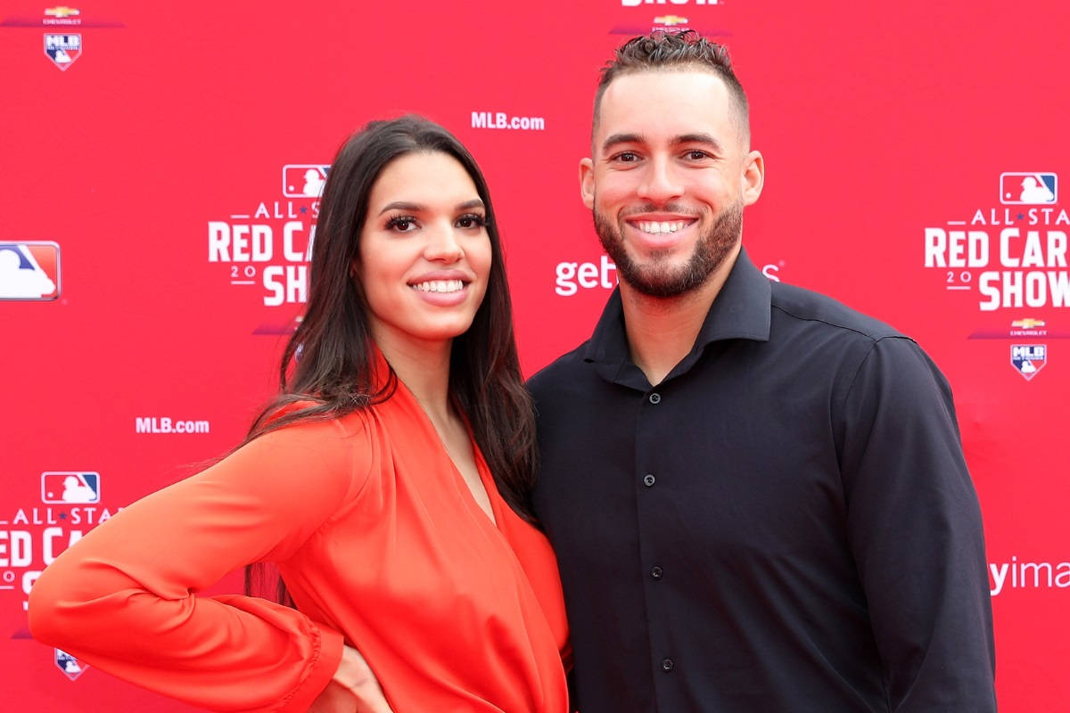 George Springer With His Wife Charlise Castro Background