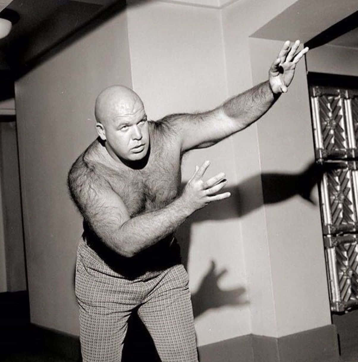 George Steele Extending Hand Pose Background