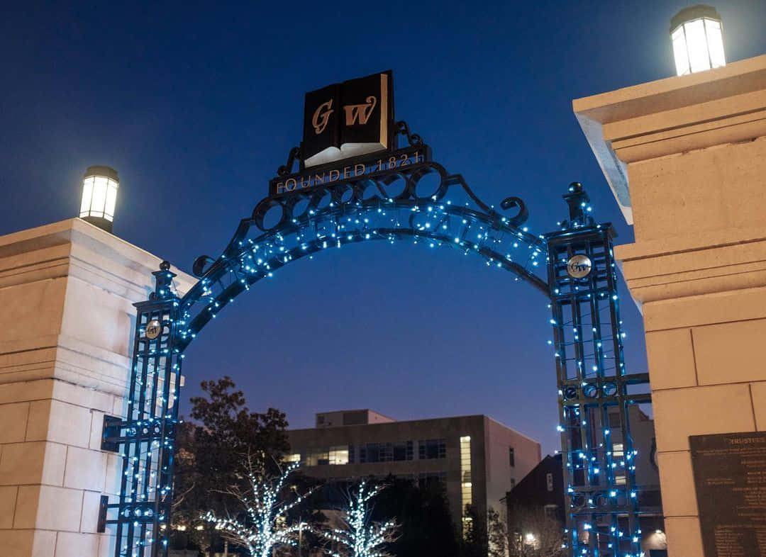 George Washington University Gate With Lights Background
