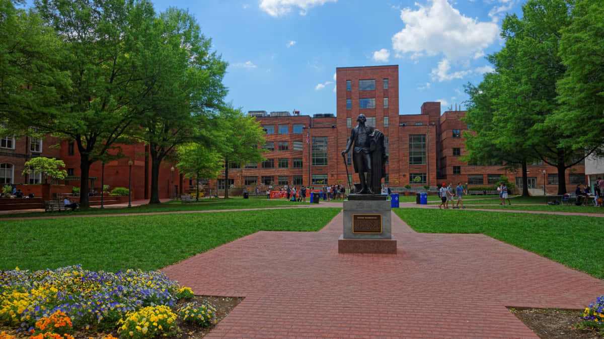 George Washington University Statue With Grass Background