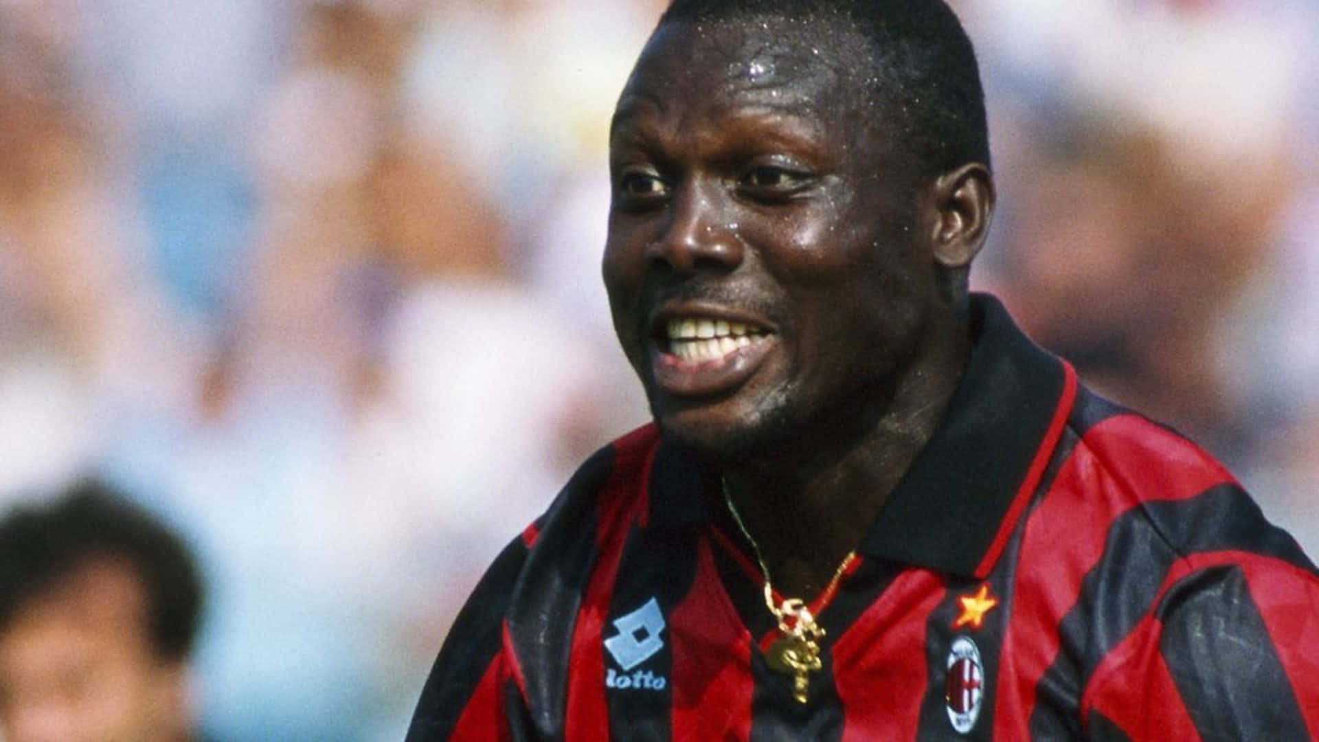 George Weah In Action For Ac Milan Background