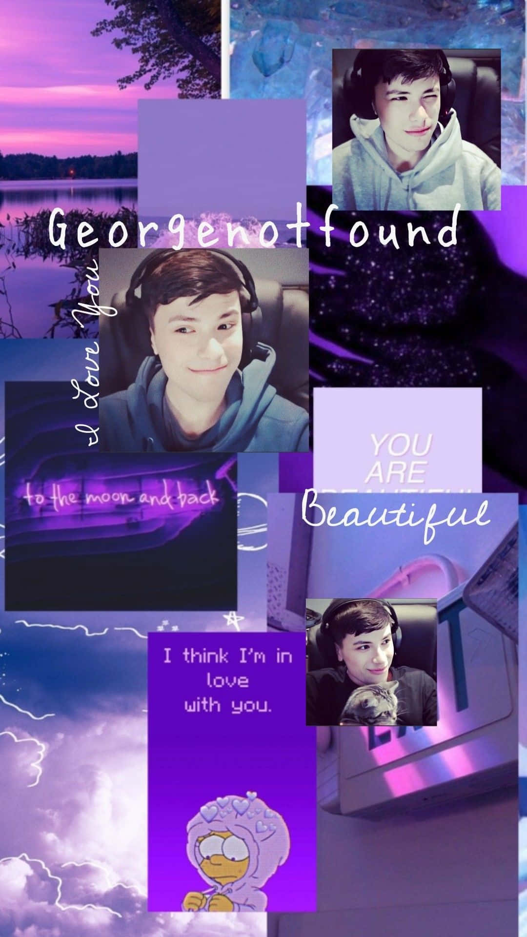 Georgenotfound Neon Purple Photo Collage Background