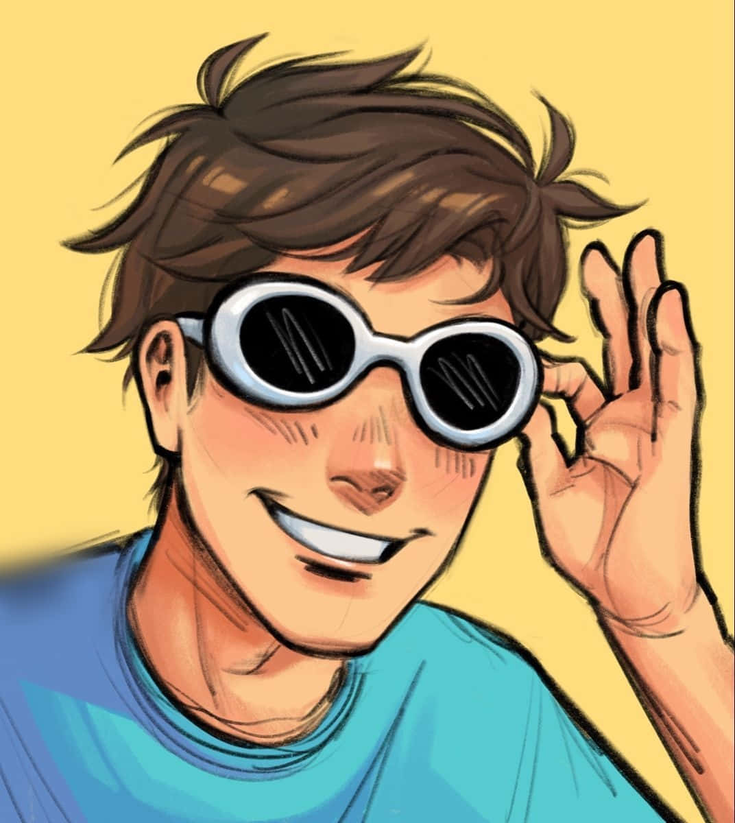 Georgenotfound Wearing Sunglasses And Smiling Background