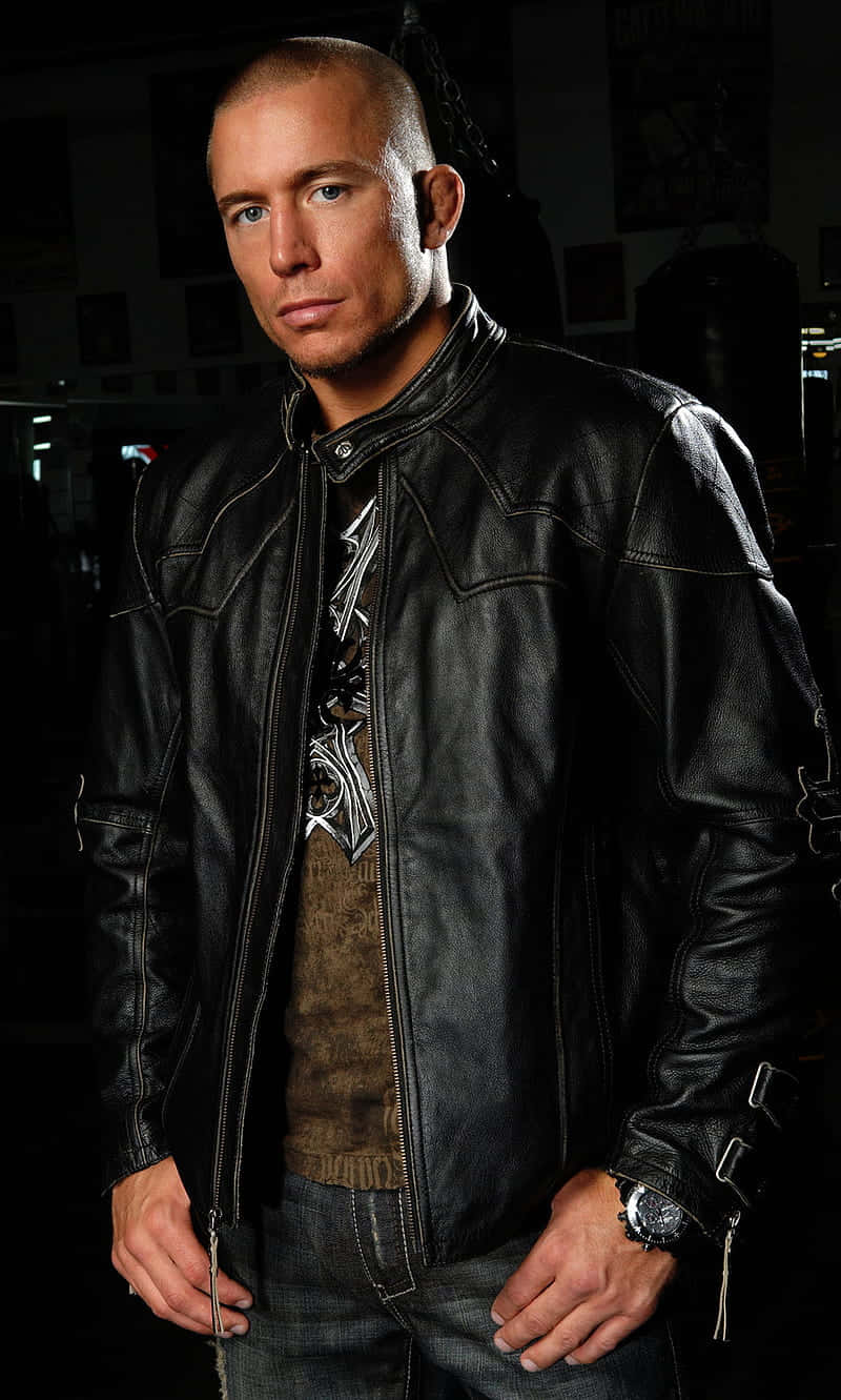 Georges St-pierre In Black Leather Jacket