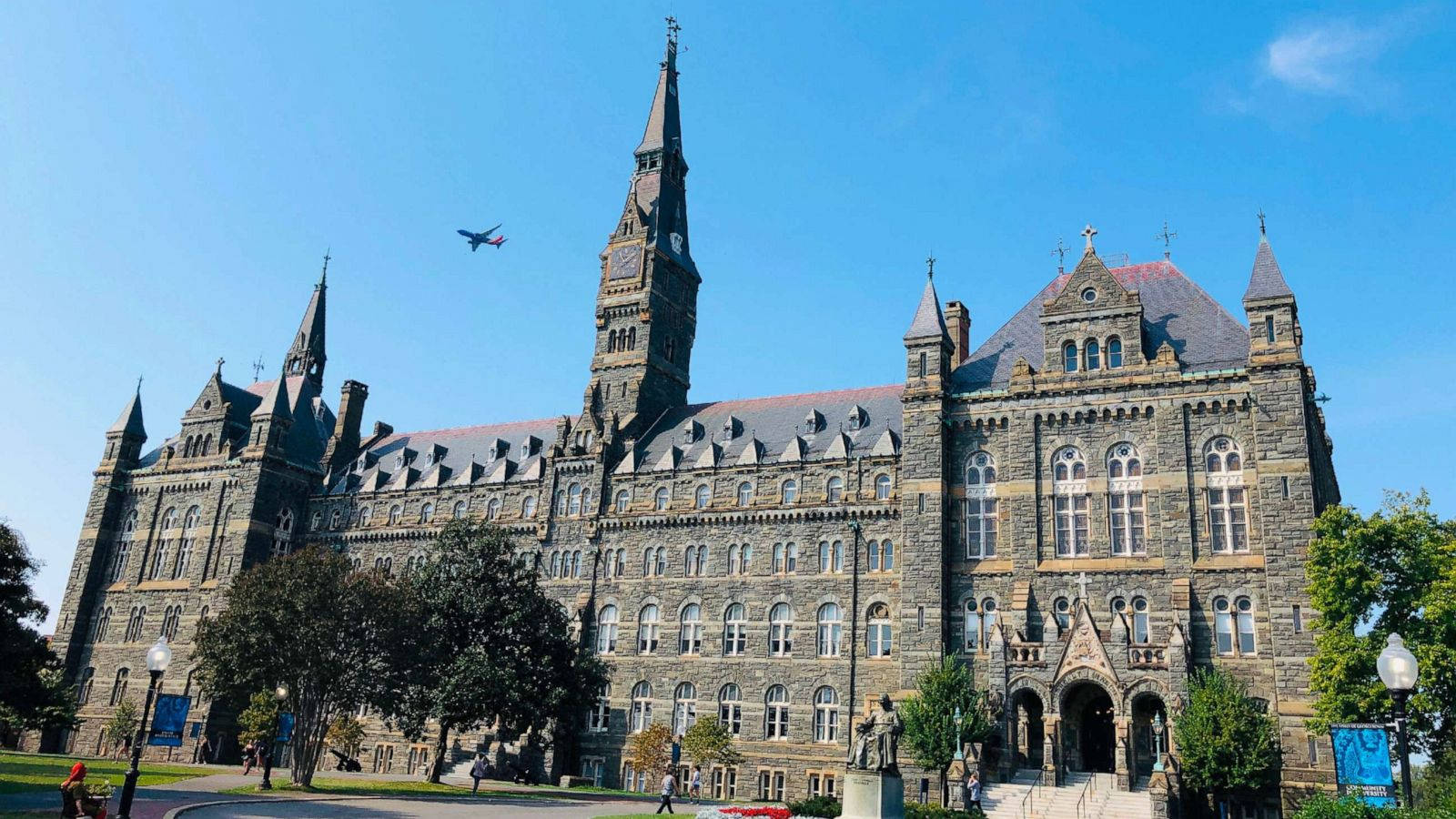 Georgetown With Plane Flying