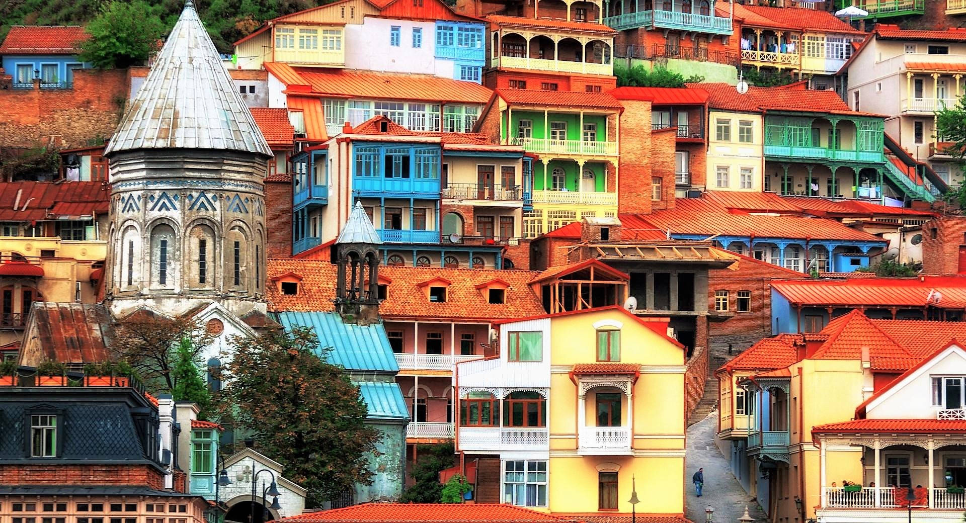 Georgia Tbilisi Houses Background