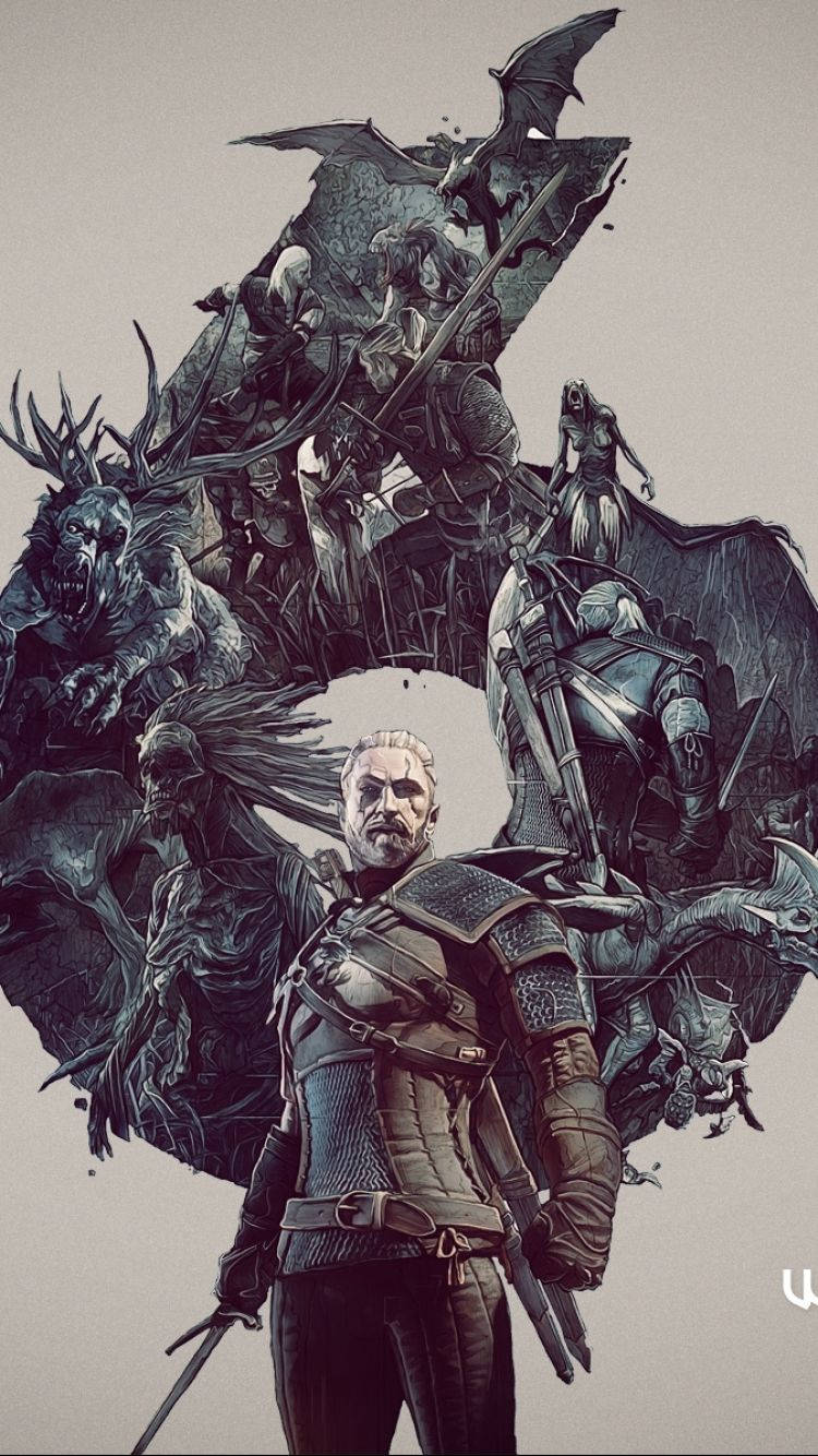 Geralt And Beasts Witcher 3 Iphone Background