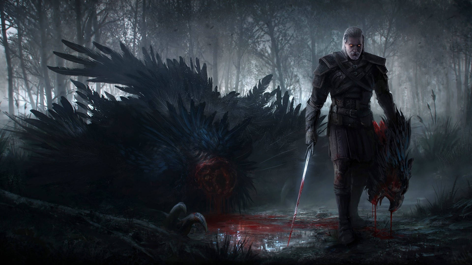 Geralt Beheading Beast The Witcher 3 Background