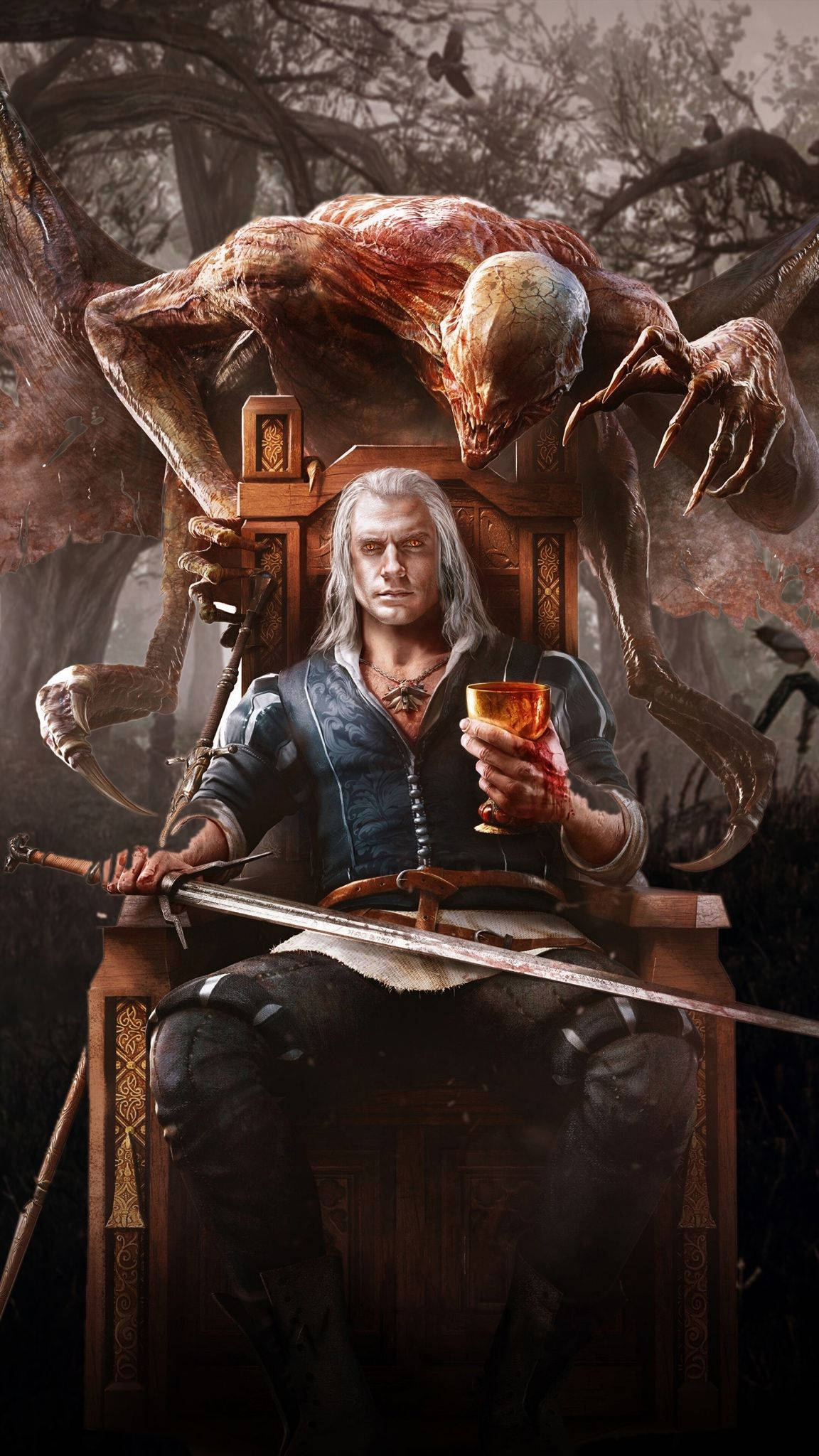 Geralt By Henry Cavill In Witcher 3 Iphone Background