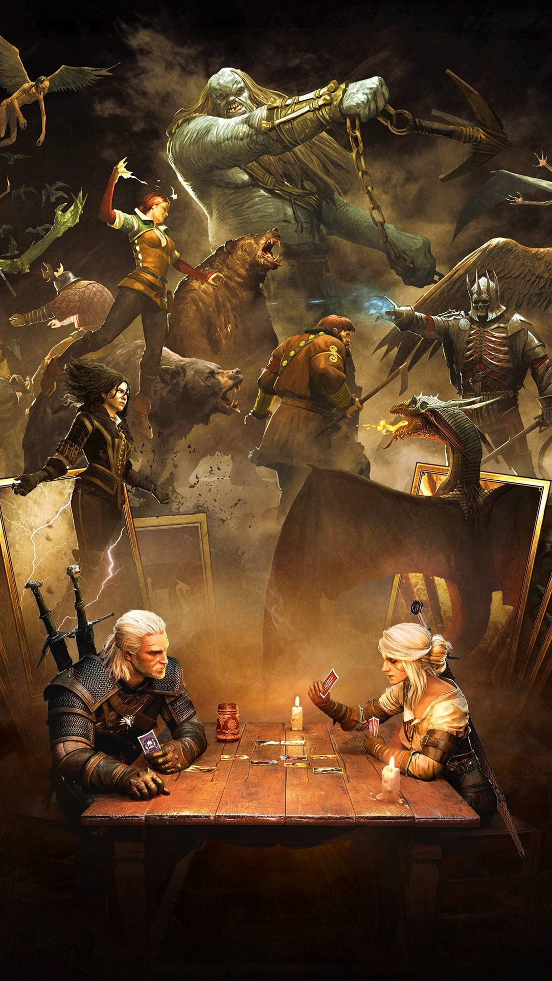 Geralt Ciri, And Their Enemies Witcher 3 Iphone Background
