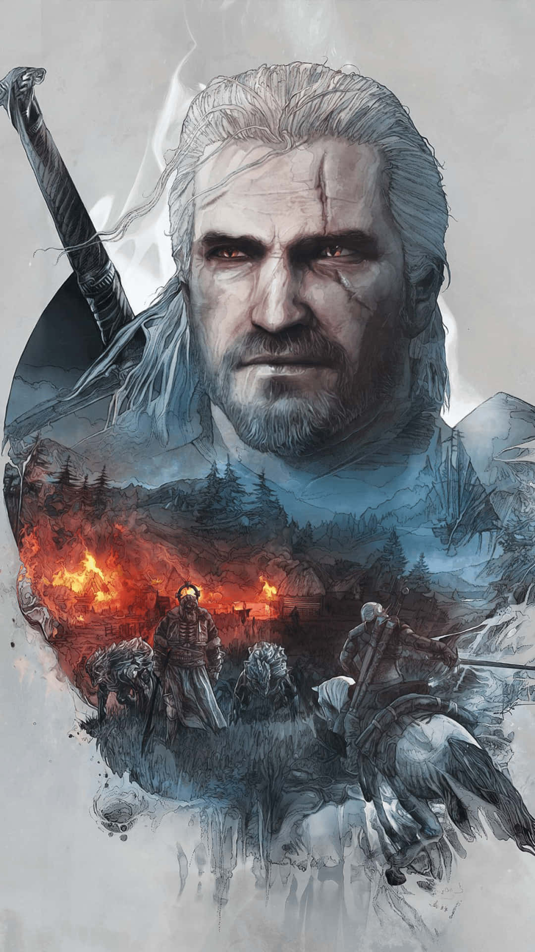 Geralt Graphic Art Witcher 3 Phone Background