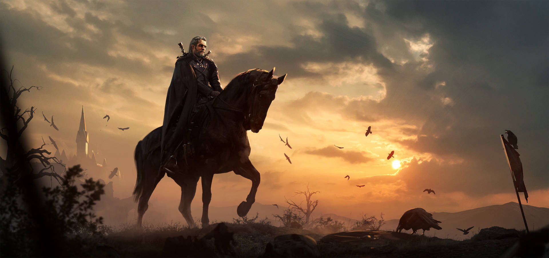 Geralt Horse Riding The Witcher 3 Background