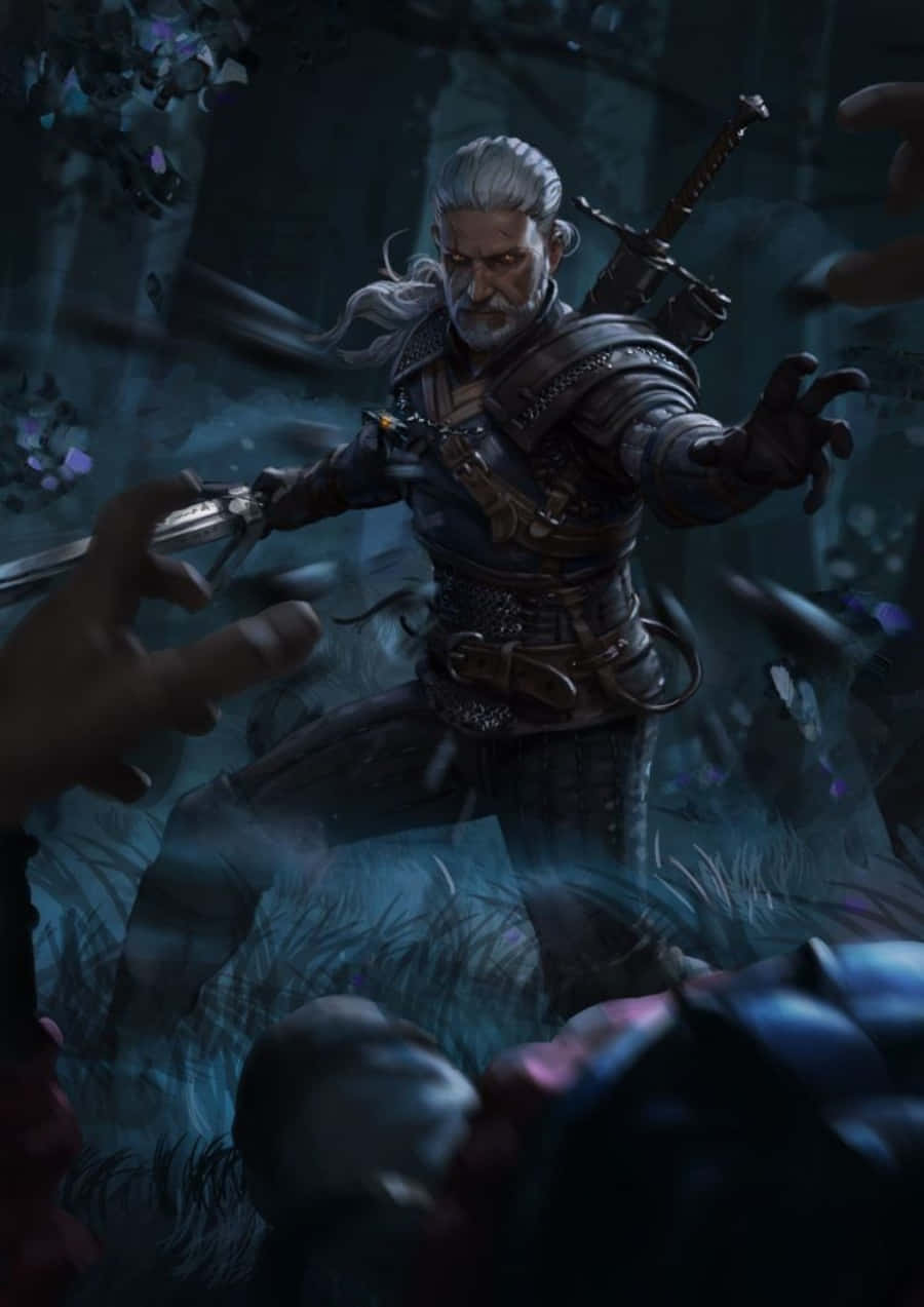 Geralt In Dark Forest Witcher 3 Phone Background