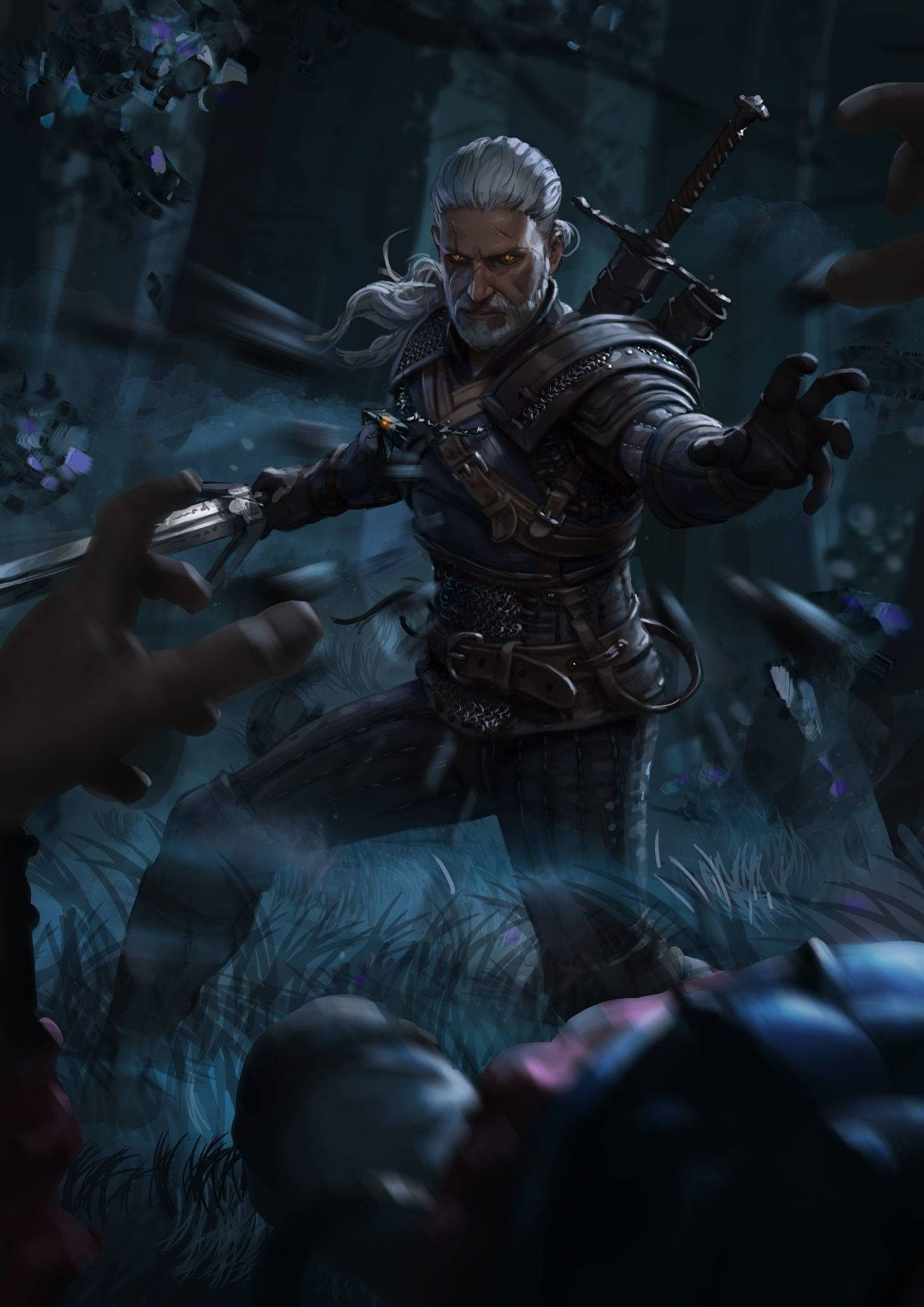Geralt In The Dark Witcher 3 Iphone Background