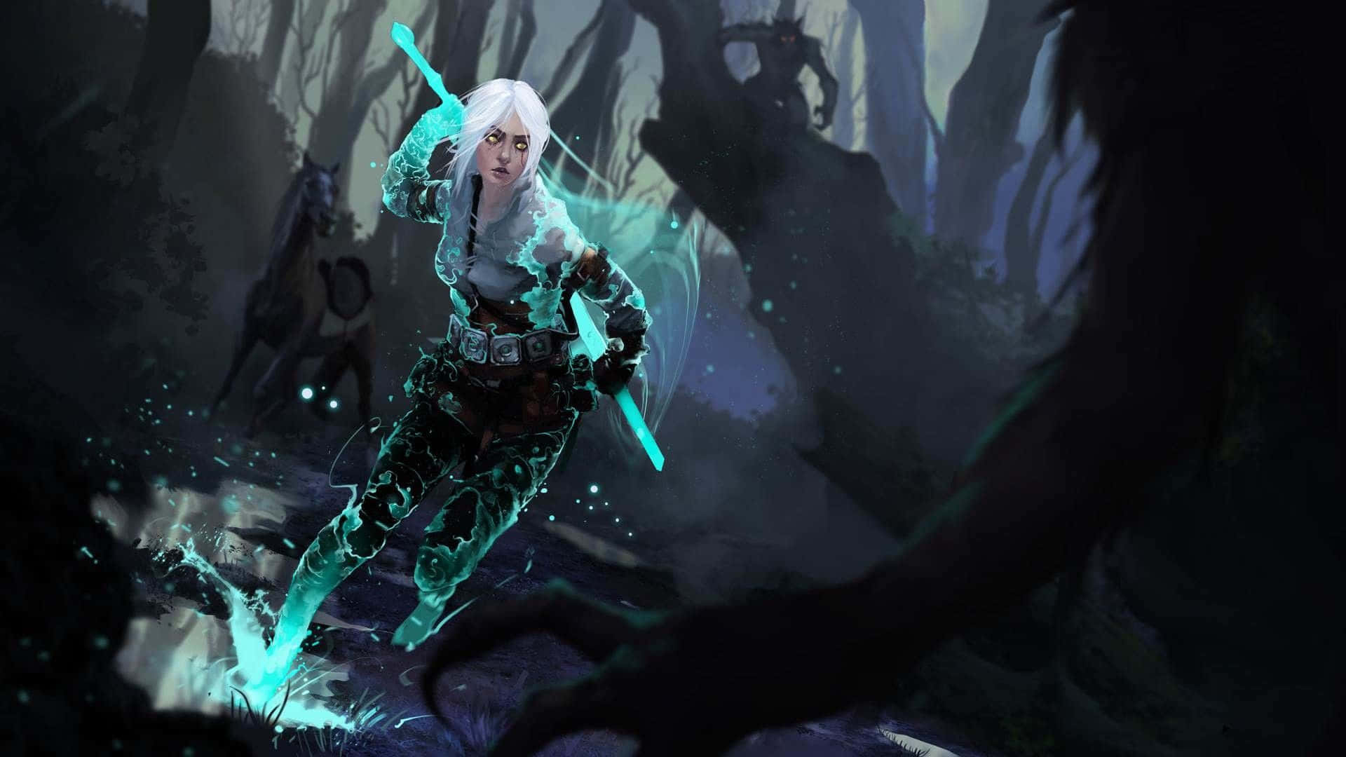 Geralt Of Rivia In A Tense Moment Background