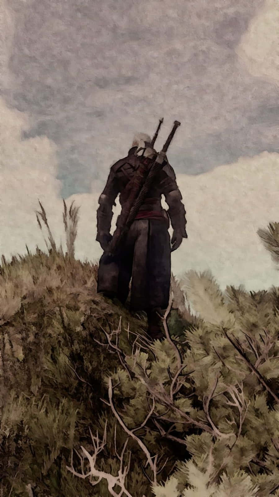 Geralt On Peak Of Mountain Witcher 3 Phone Background