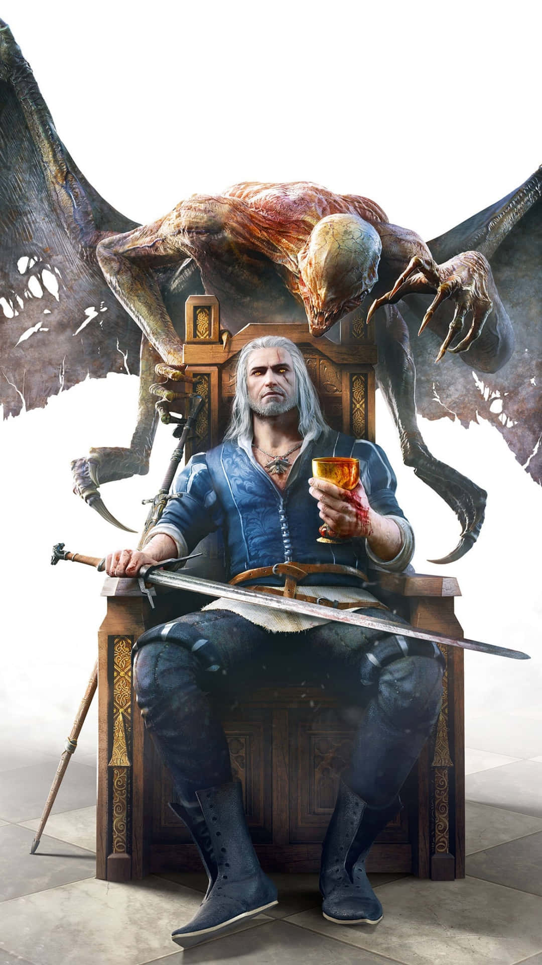 Geralt Sitting On Throne Witcher 3 Phone Background