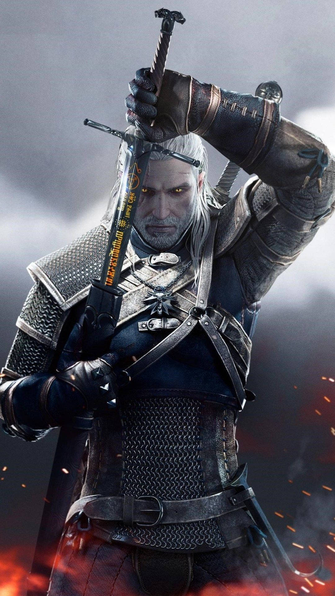 Geralt Unsheathing His Sword Witcher 3 Iphone Background
