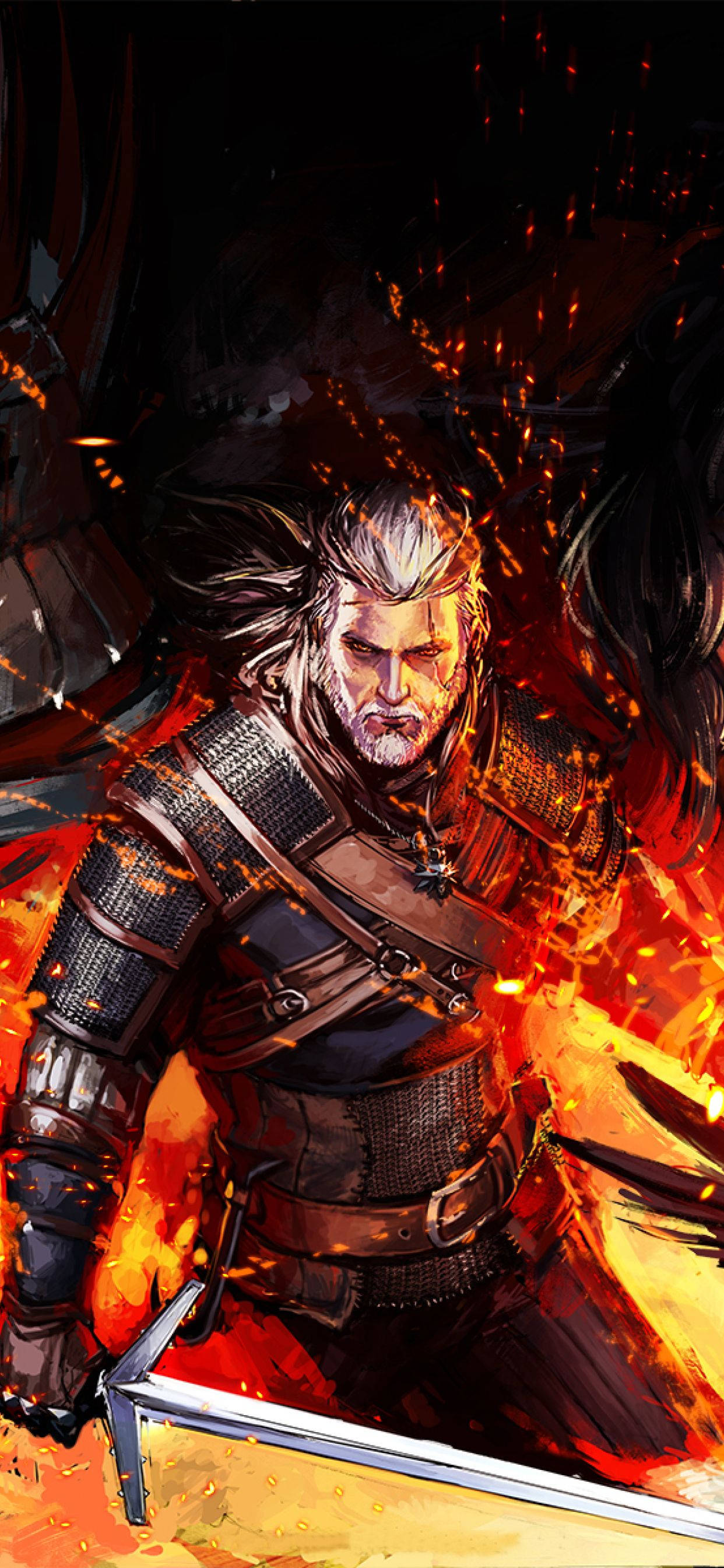 Geralt Using Igni In Witcher 3 Iphone Background