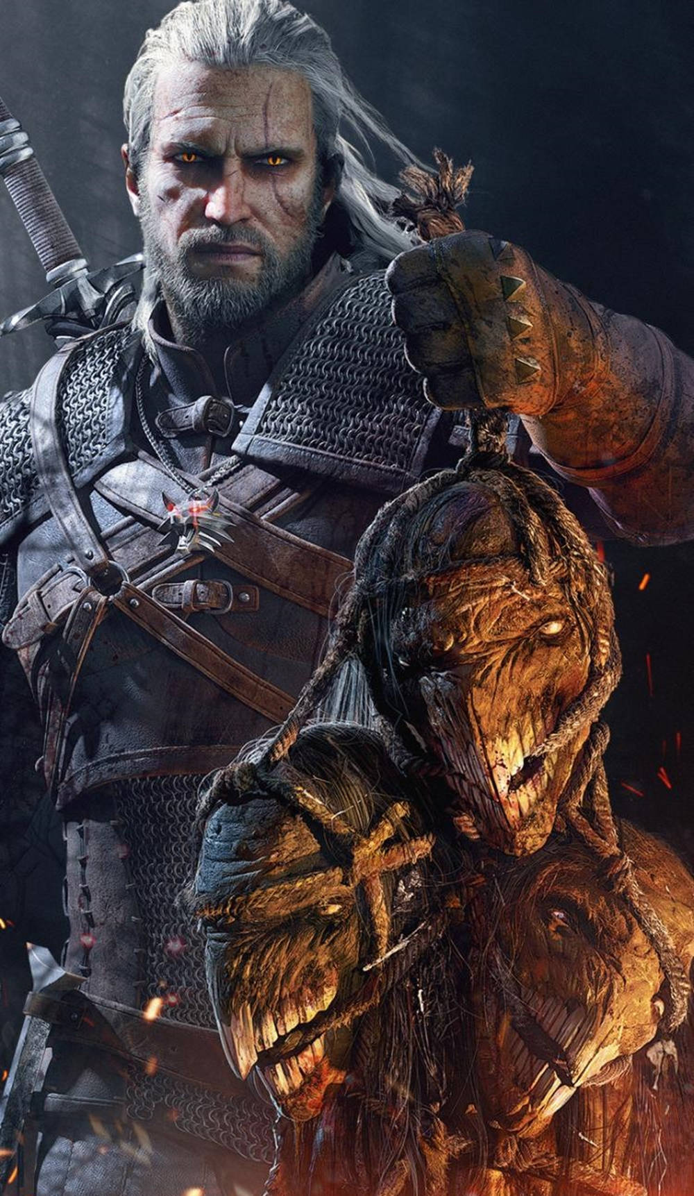 Geralt With Harpy Heads Witcher 3 Iphone Background
