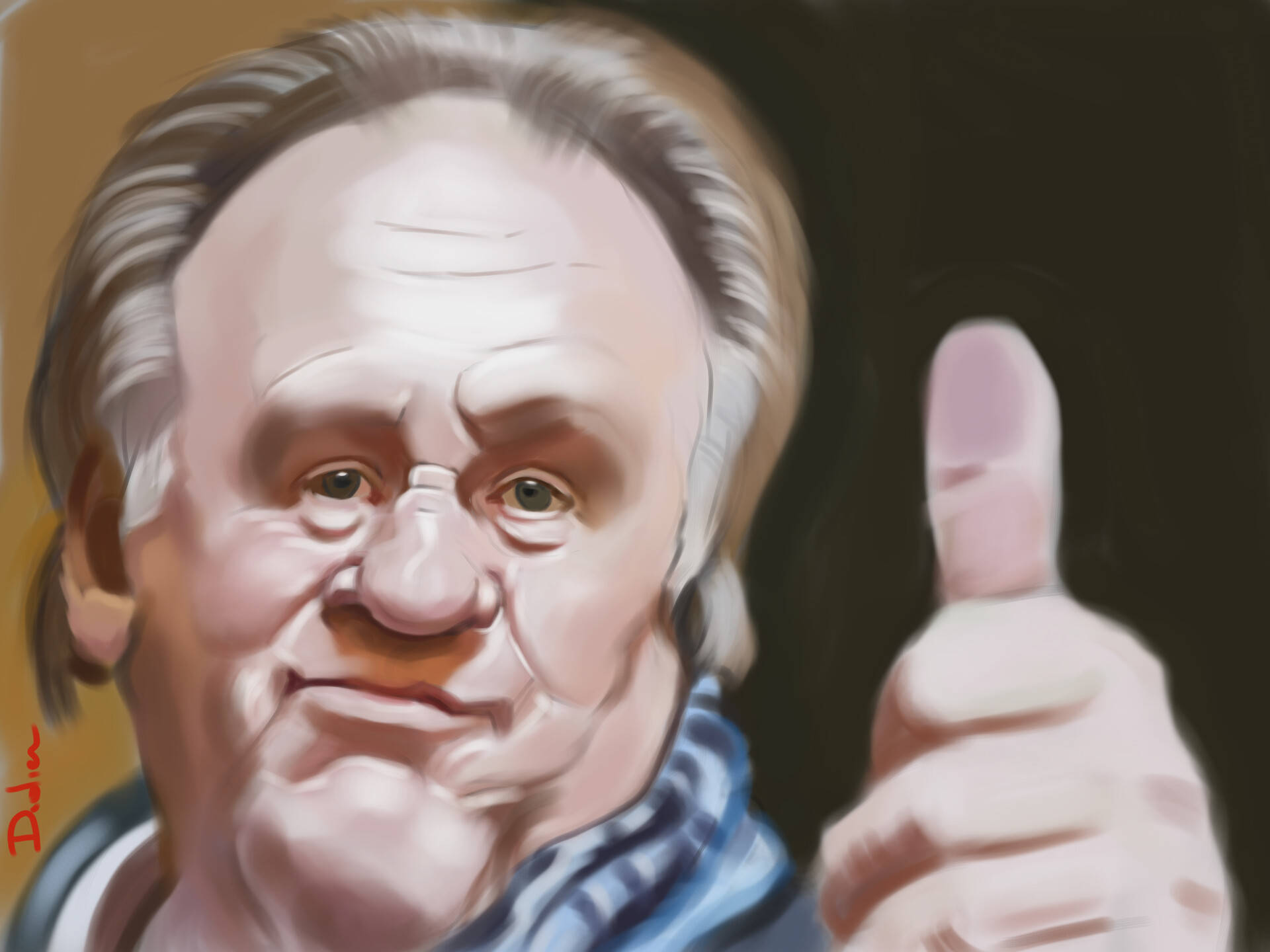 Gérard Depardieu Caricature Thumbs Up