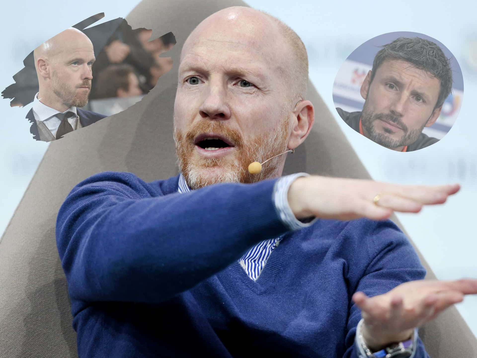German Football Official Matthias Sammer Blue Sweater Public Talk Background
