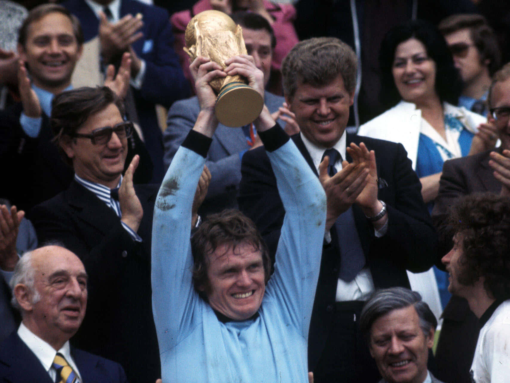 German Former Professional Football Goalkeeper Sepp Maier World Cup Trophy Background