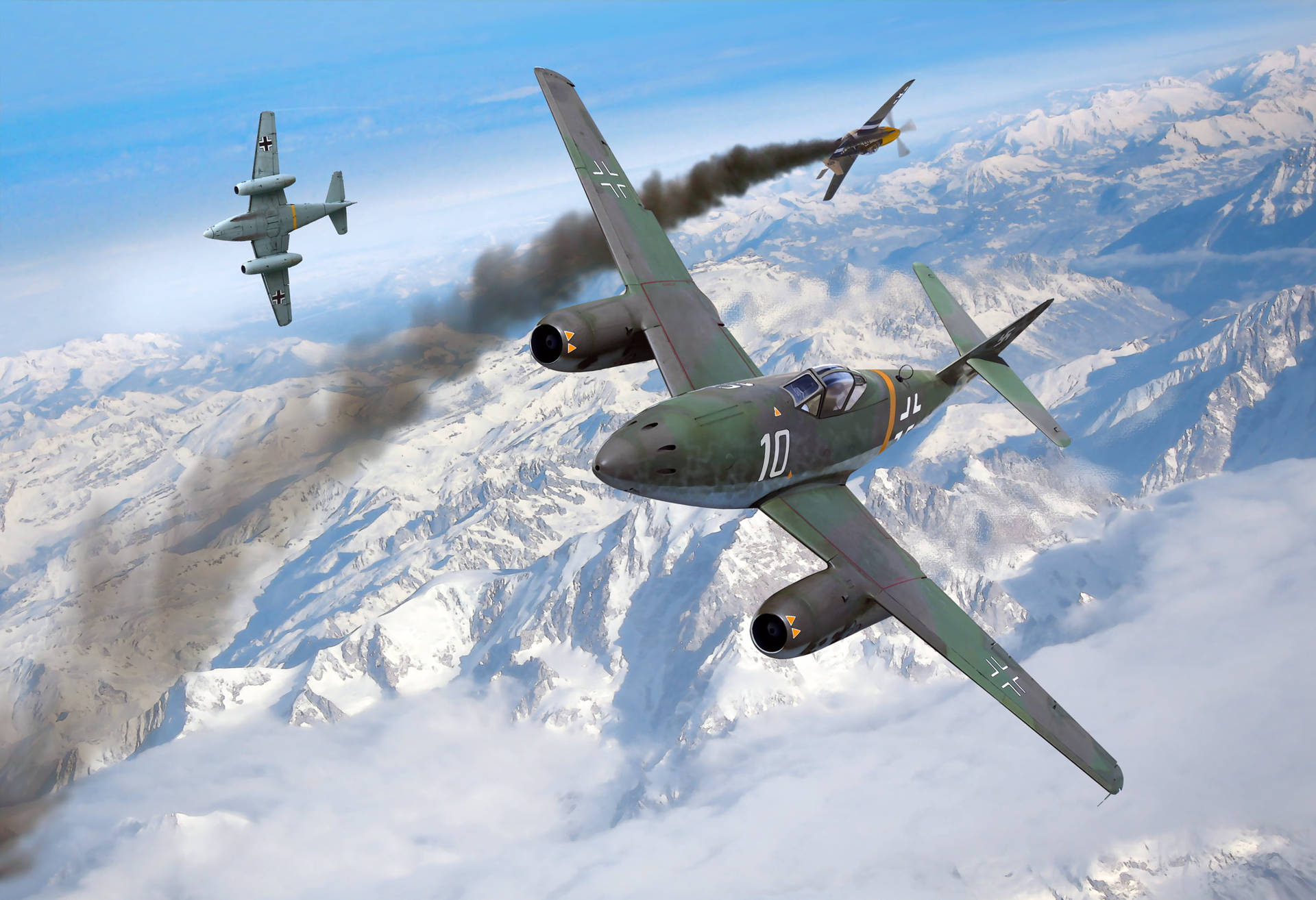 German Ww2 Fighters At War Background