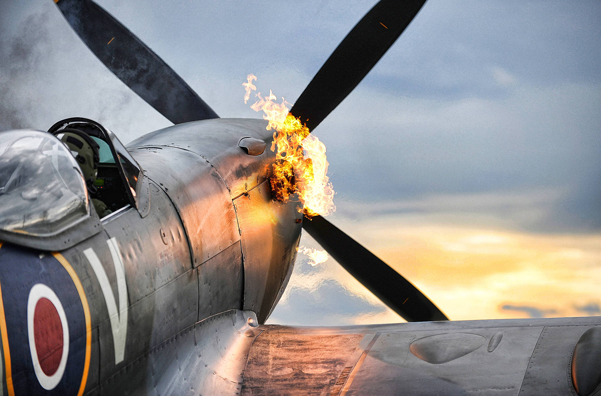 German Ww2 Fighters On Fire Background