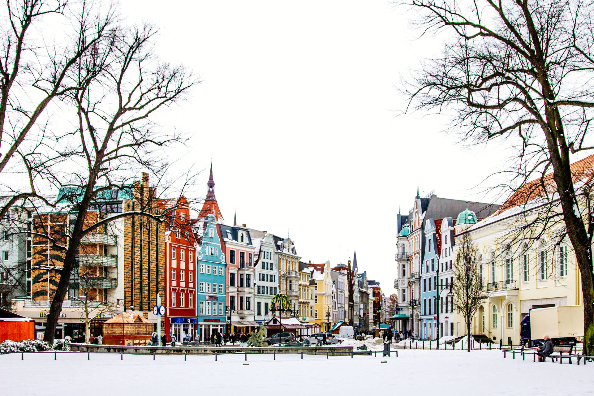 Germany Town In Winter Snow Background