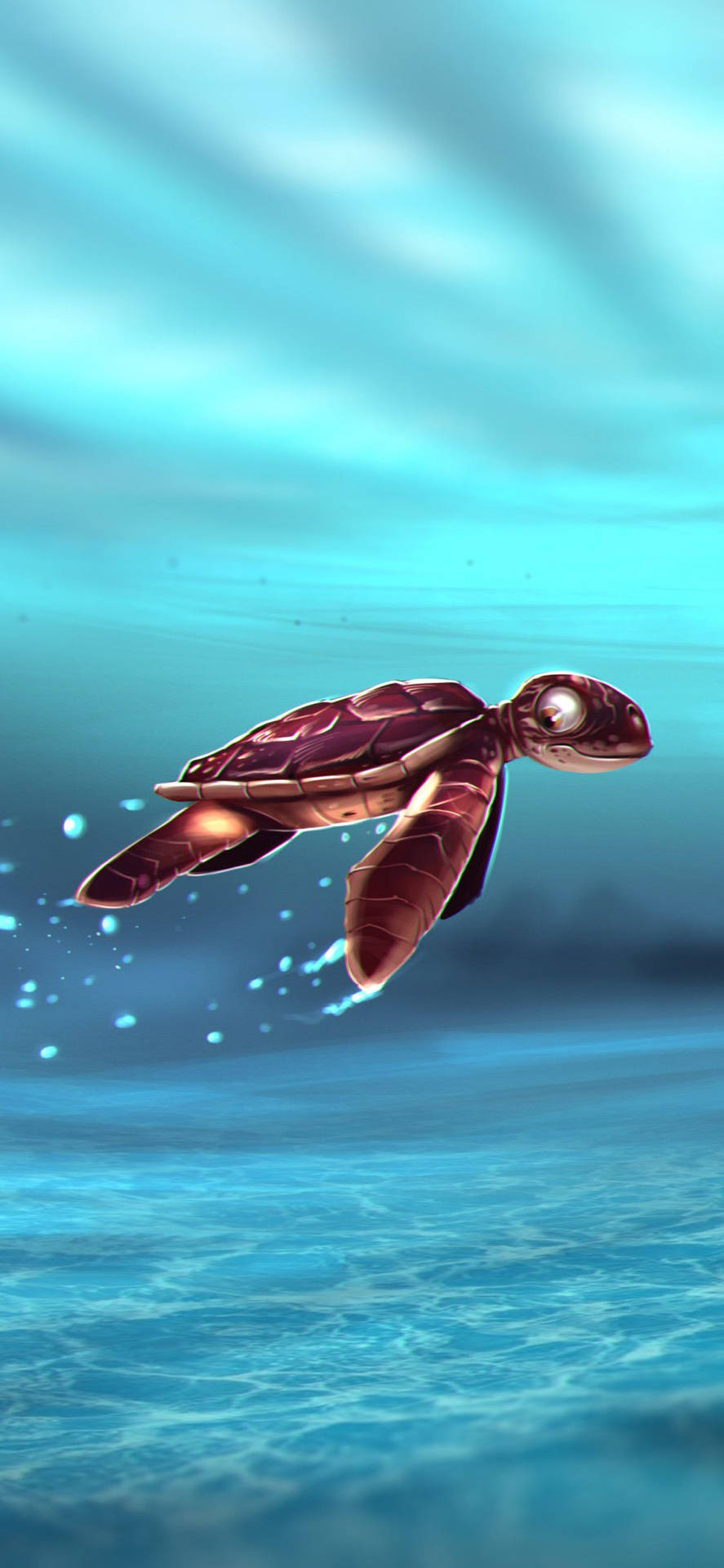 Get A Closer Look Of A Sea Turtle Underwater. Background