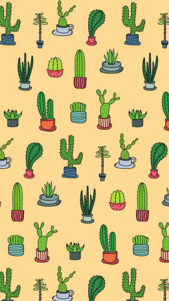 Get A Stylish Phone Case With Cactus Print. Background