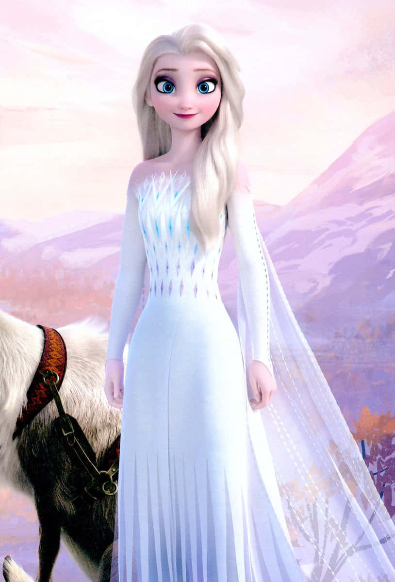 Get A Timeless Look With Elsa's Elegant White Dress From Frozen 2 Background