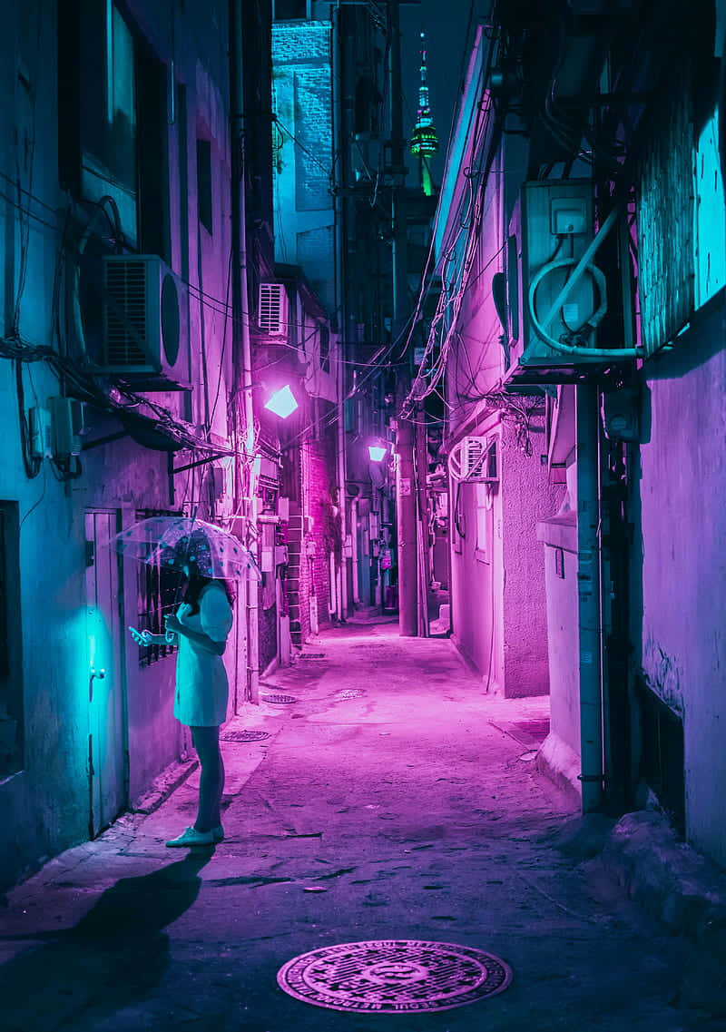 Get An Edgy And Modern Look With This Purple Neon Aesthetic Computer Background