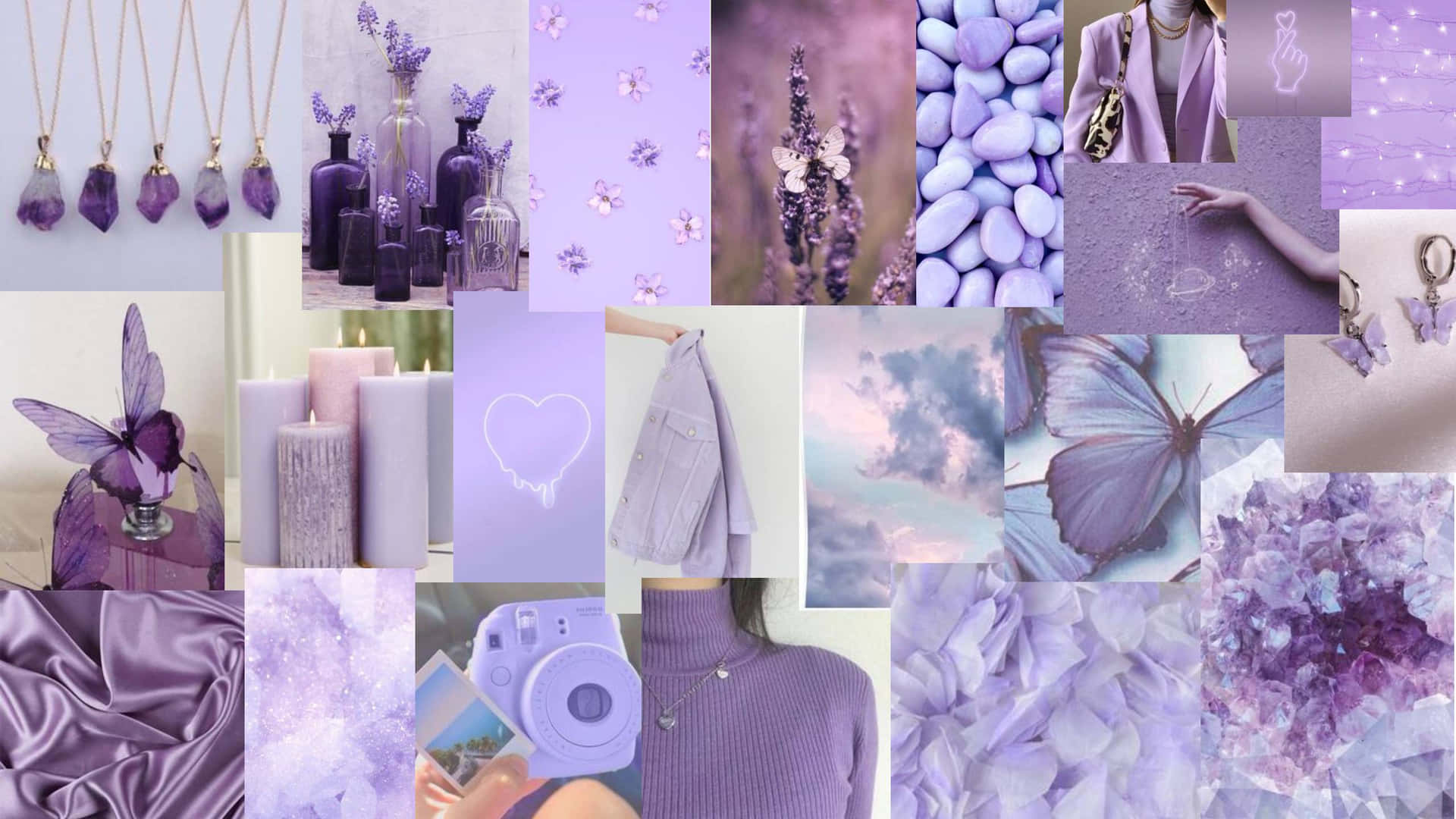 Get Creative In Your Wall Decor With This Vibrant Purple Aesthetic Collage