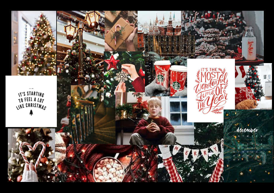 Get Creative This Christmas With A Vintage Photo Collage Laptop Background