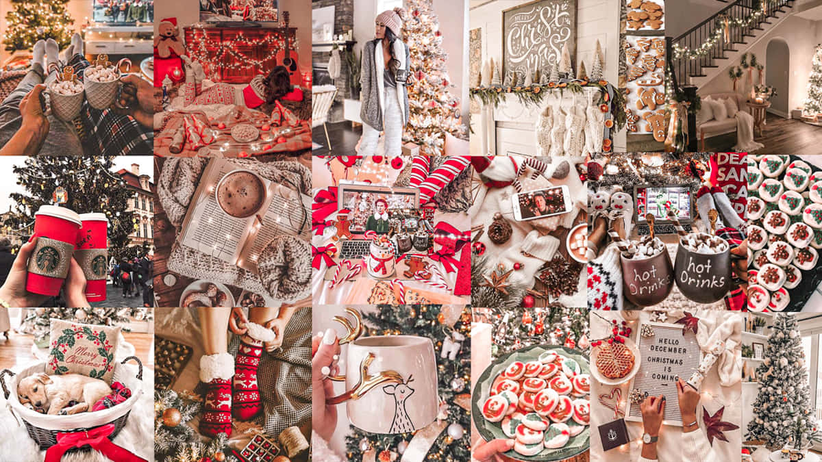 Get Festive With A Christmas Collage Laptop! Background