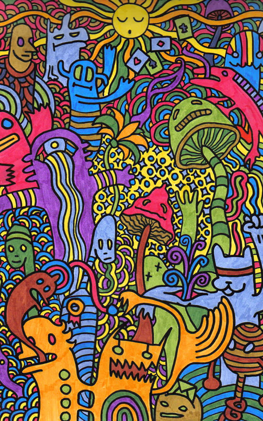 Get High From The Beauty Of Trippy Mushrooms Background