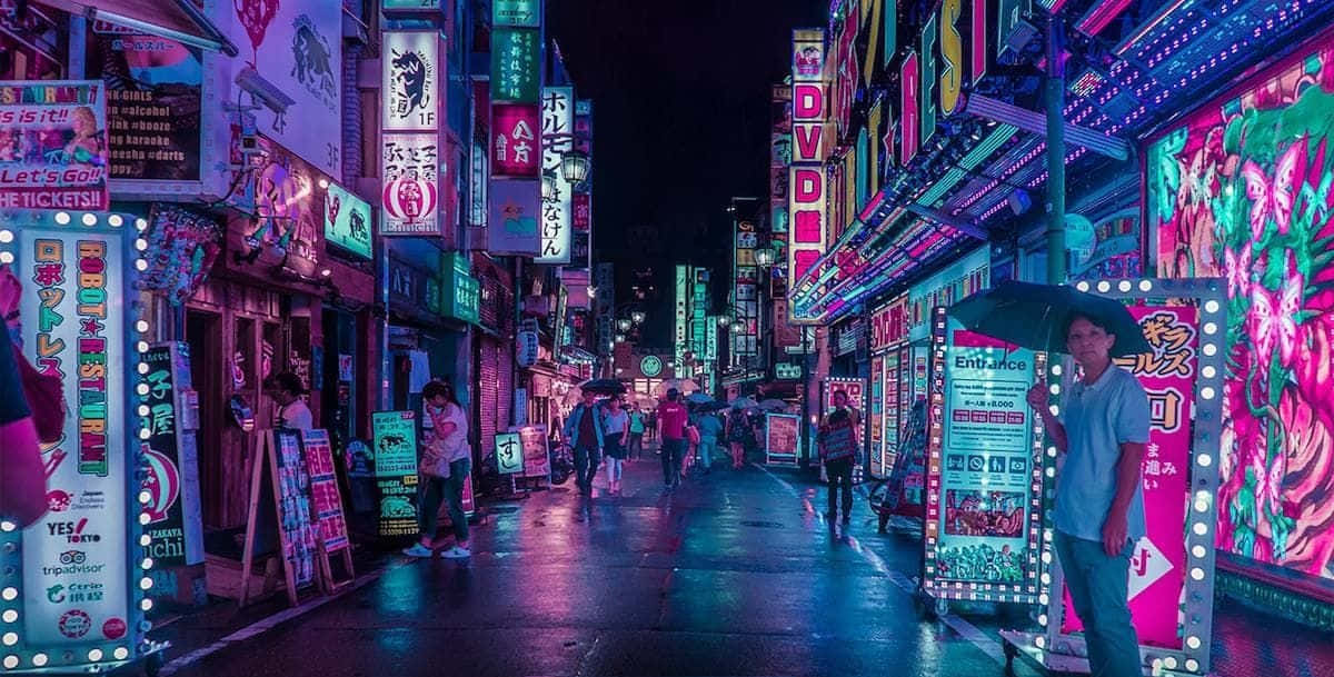 Get Lost In A Classic Japanese Neon Landscape Background