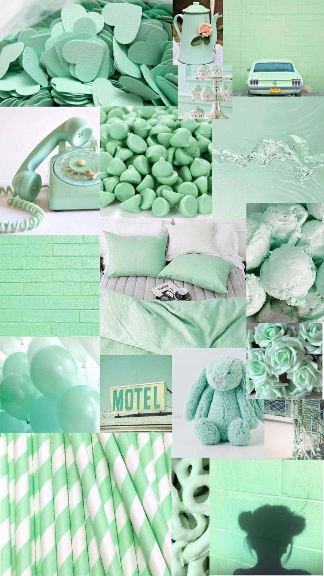 Get Lost In A Dreamy World With This Cute Mint Green Aesthetic! Background