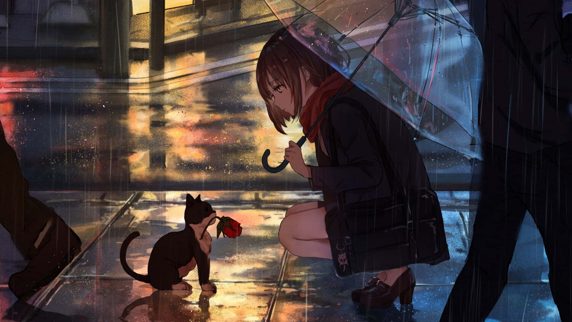 Get Lost In The Beauty Of A Rainy Anime Day Background